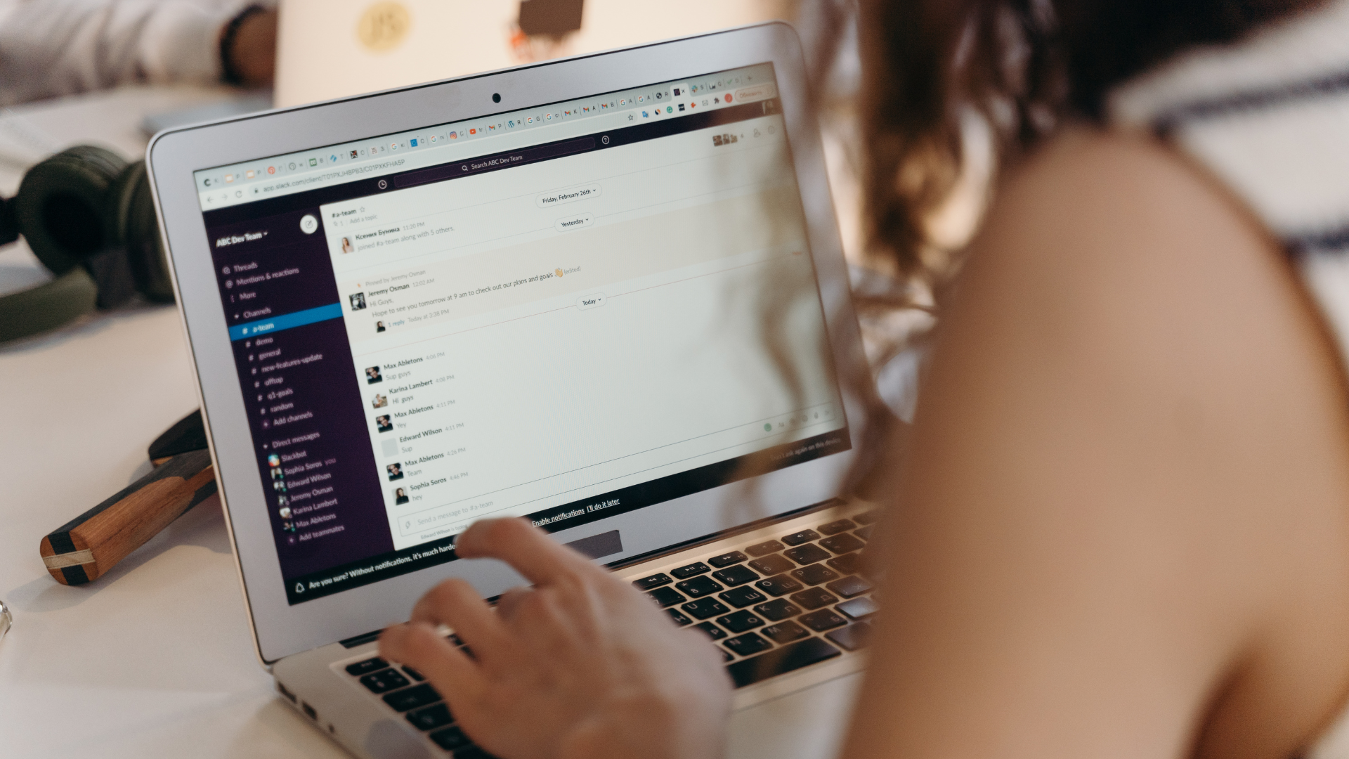 Woman working from laptop